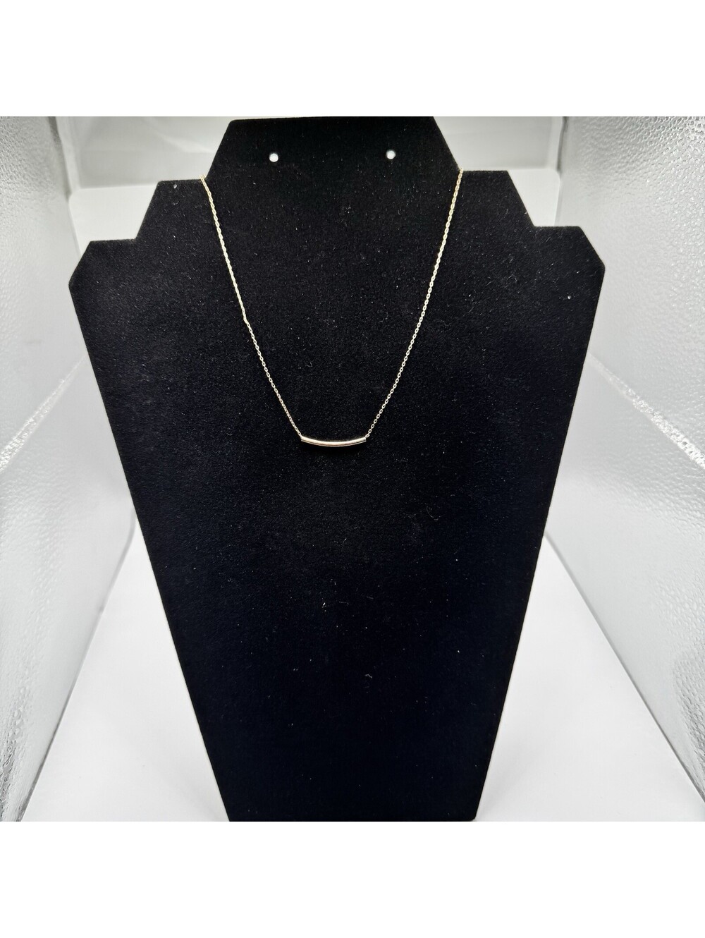 Modern Minimalist Gold Tone Smile Bar Necklace Dainty Curve Tube Pendant